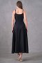 Women's Atlas Fabric Removable Black Rose Detail Midi Length Flared Cutout Strapless Black Midi Dress 258 - 3