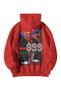 Unisex Red Manifest 999 Release Printed Oversize Hooded Kangaroo Pocket Hoodie