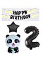 Star Figure Panda Pattern - Star Black Banner, Age 2 Birthday Party Set