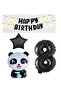 Black Panda Banner - Birthday Party Set with Star Numbers, Age 8