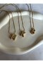 Gold Gold Color Stone K Letter Steel Necklace in Thin Chain - 3