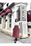 Red Plaid Gathered Waist Long Skirt - 4