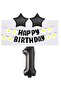 Bal10 Black Number Star Foil Balloon Happy Birthday White Daisy Eva Banner Set Age 1