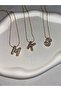 Gold Gold Color Stone K Letter Steel Necklace in Thin Chain - 4