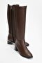 Rochos Brown Leather Stretch Detailed Genuine Leather Women's Boots