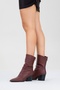 Laval Burgundy Skin Back Zipper Women's Thick Heeled Boots - 6