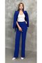 Women's Satin Shawl Collar Classic Jacket Trousers Set Cobalt Blue - 2