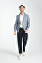 Mendey Men's Light Navy Blue Plaid Linen Look Slim Fit Sports Blazer Jacket - 5