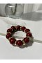 Burgundy Color Authentic Gold Detail Flexible Bracelet - 4