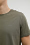 M-Sn220 Basic C Neck T-Sh Khaki Men's Short Sleeve T-Shirt - 4