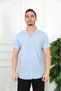 Blue Color Short Sleeve Linen Men's Shirt - 2