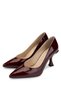 Women's Genuine Leather Claret Red Patent Leather Heeled Shoes - 6
