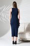 Crew Neck Sleeveless Classic Design Straight Dress 21905 Dark Blue - 4