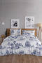 Vintage Blu 100% Cotton Double Duvet Cover Set