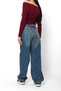 Washed Tinted Blue Baggy Jeans with Belt Buckle - 2
