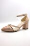Susie Ten Crepe Stone Pointed Toe Thick Heeled Evening Dress Shoes - 3