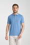 Men's Non-Shrink 100% Cotton Fabric Slim Fit Narrow Cut Cobalt blue-White Non-Curling Polo Collar T-Shirt - 3