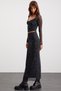 Beulah Women's Maxi Length Elastic Waist Tulle Dark Gray Skirt