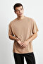 Jett Men's Oversize Fit 100% Organic Cotton Thick Textured Crew Neck Brown T-Shirt - 7
