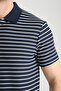 Striped Men's Regular Fit Polo Collar T-Shirt 100% Cotton Polo Collar with Buttons - 3