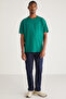 Astons Men's Relaxed 100% Organic Cotton Thick Single Jersey Woven Green T-Shirt - 4