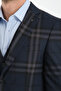 Slim Fit Navy Plaid Check Plain Mono Neck Double Slit Lined Suit Dress - 6