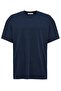 Jett Men's Oversize Fit 100% Organic Cotton Thick Textured Navy Blue T-Shirt with Crew Neck - 6