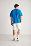 Jett Men's Oversize Fit 100% Organic Cotton Thick Textured Crew Neck Cobalt Blue T-Shirt - 4
