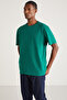 Astons Men's Relaxed 100% Organic Cotton Thick Single Jersey Woven Green T-Shirt - 3