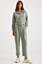 Gıada Women's Elastic Waist Short Comfortable Long Relaxed Fit Organic Cotton Mint Green Sweatpants