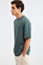 Jett Men's Oversize Fit 100% Organic Cotton Thick Textured Crew Neck Dark Green T-Shirt - 4