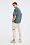 Jett Men's Oversize Fit 100% Organic Cotton Thick Textured Crew Neck Dark Green T-Shirt - 5