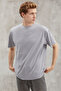 Sterling Men's Oversize Fit Rain Droplet Image Special Textured Gray T-shirt - 3