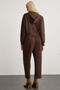 Gıada Women's Elastic Waist Short Comfortable Long Leg Relaxed 3 Thread Organic Cotton Brown Sweatpants - 4