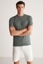 Chad Men's Slim Fit Ultra Stretchy Short Sleeve Round Neck Green T-Shirt - 2