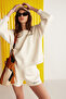 Jennıfer Women's Organic Cotton Embroidered Round Neck Oversize Vanilla Sweatshirt - 2