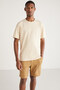 Astons Men's Relaxed 100% Organic Cotton Thick Single Jersey Woven Vanilla T-Shirt