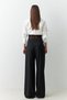 Black Comfortable Cut Trousers with Transparent Waist Detail - 6