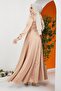 Satin Evening Dress with Volant and Stone Detail on the Front A.Kamel 1596 - 4