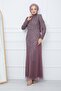 Beaded and Jewelled Tulle Hijab Evening Dress DRY ROSE 1663 - 4