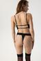 Camile Black Satin Gold Detailed Lace Corset Bra - 4