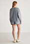 Jennıfer Women's Organic Cotton Embroidered Round Neck Oversize Gray Sweatshirt - 5