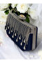 Navy Blue Satin Women's Evening Dress Bag Wedding Engagement - 4