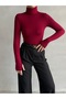 Women's Finger Detailed Turtleneck Soft Blouse - 4