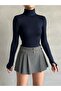 Women's Finger Detailed Turtleneck Soft Blouse - 5