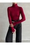 Women's Finger Detailed Turtleneck Soft Blouse - 2
