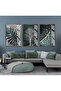 Hari̇kabi̇rev | Silver-Green Leaf Tree Combination | Framed Glass Table 3 Pieces Vertical