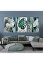 Hari̇kabi̇rev | Green-Grey Leaf Combination Ii | Framed Glass Table 3 Pieces Vertical