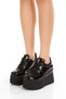 Black Luxury Design Patent Leather Wedge Heel Women's Sneakers - 6