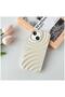 Apple iPhone 13 Compatible Case 3D Water Ripple Silicone Case Cream Color